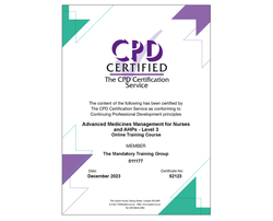 CPD-Accredited Advanced Medicines Management for Nurses and AHPs - Level 3 - Online Course - ComplyPlus™ LMS - The Mandatory Training Group UK -