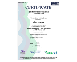 CPD-accredited Moving and Handling - Train the Trainer Course - Level 3 + Trainer Pack - ComplyPlus™ LMS - The Mandatory Training Group UK -