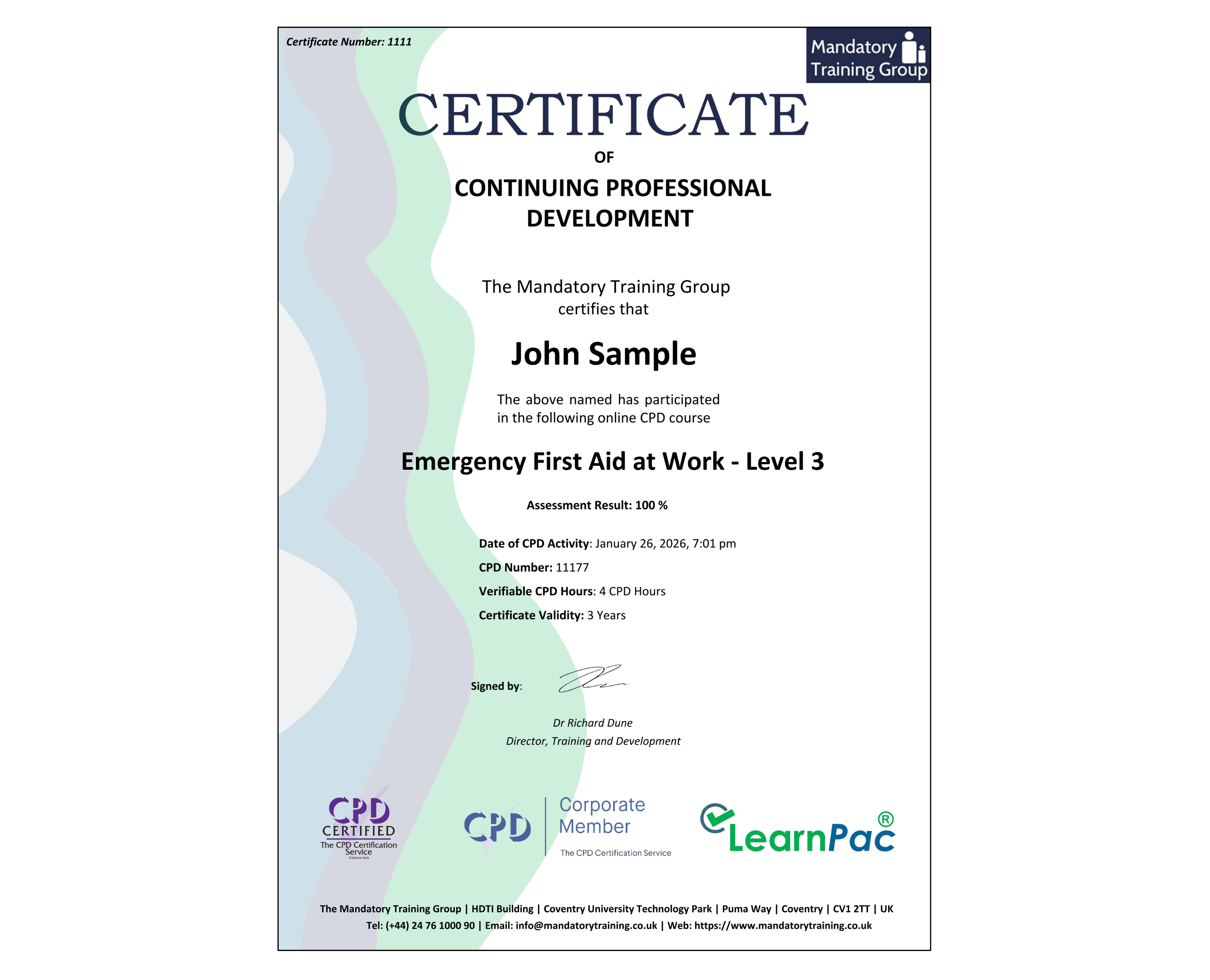 CPD-accredited Product title - Level 3 - ComplyPlus™ LMS - The Mandatory Training Group UK -
