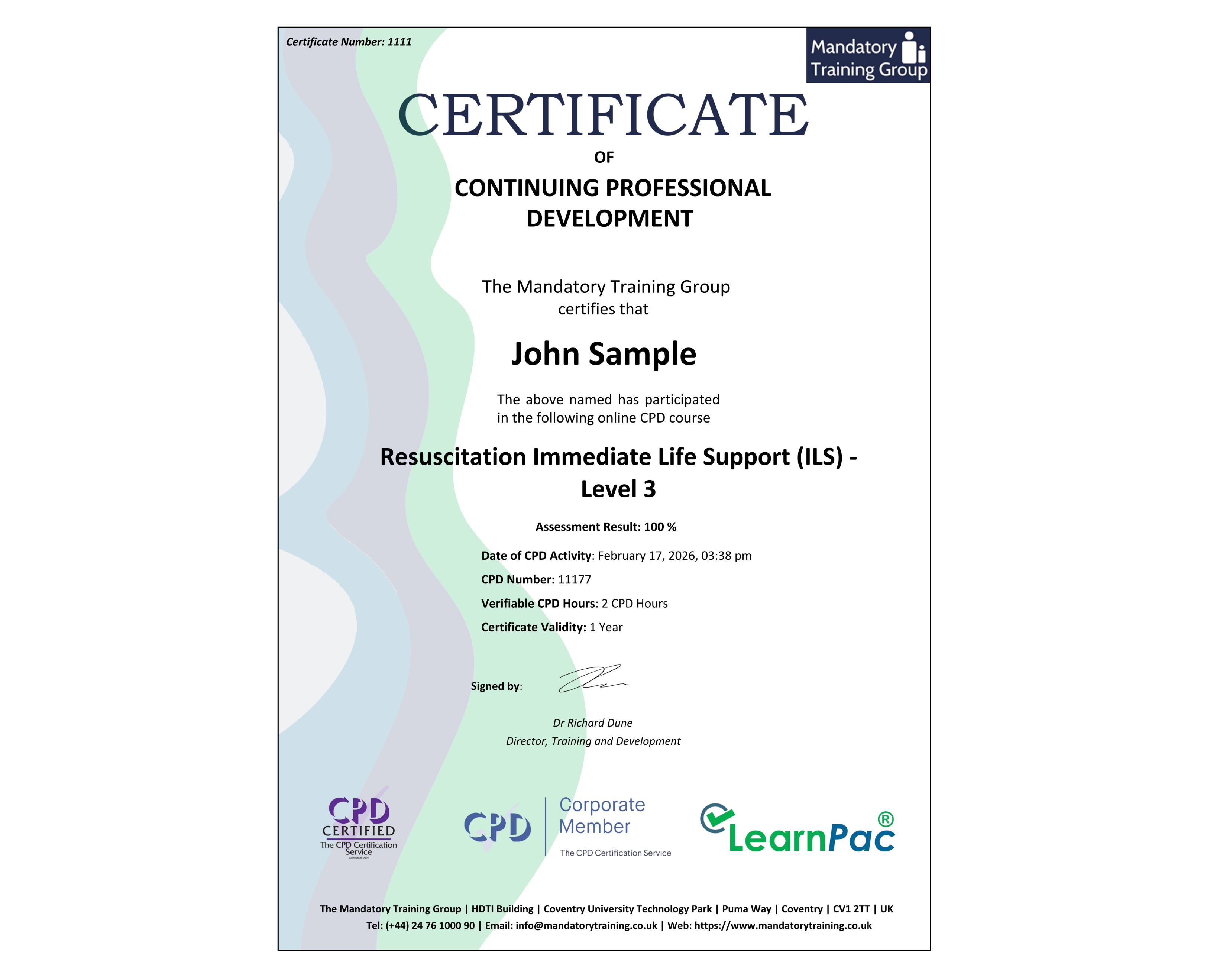 CPD-accredited Product title - Resuscitation Immediate Life Support (ILS) - E-Learning - Level 3 - ComplyPlus™ LMS - The Mandatory Training Group UK -