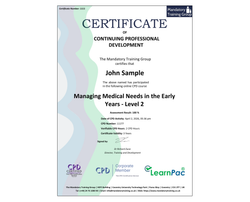 Online Managing Medical Needs in the Early Years - Level 2 - ComplyPlus™ LMS - The Mandatory Training Group UK -