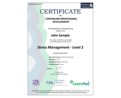 Online Stress Management - Level 2 - ComplyPlus™ LMS - The Mandatory Training Group UK -