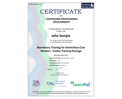 Online Training Package Mandatory Training for Domiciliary Care Workers - ComplyPlus™ LMS - The Mandatory Training Group UK -