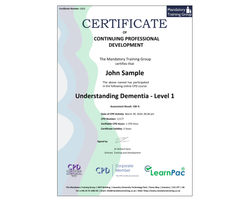 Online Understanding Dementia - Level 1 - ComplyPlus™ LMS - The Mandatory Training Group UK -
