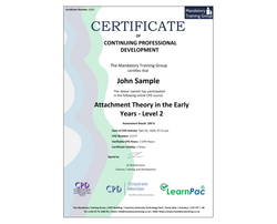 Online Attachment Theory in the Early Years - Level 2 - ComplyPlus™ LMS - The Mandatory Training Group UK -