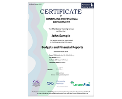 Online Budgets and Financial Reports Course - ComplyPlus™ LMS - The Mandatory Training Group UK -