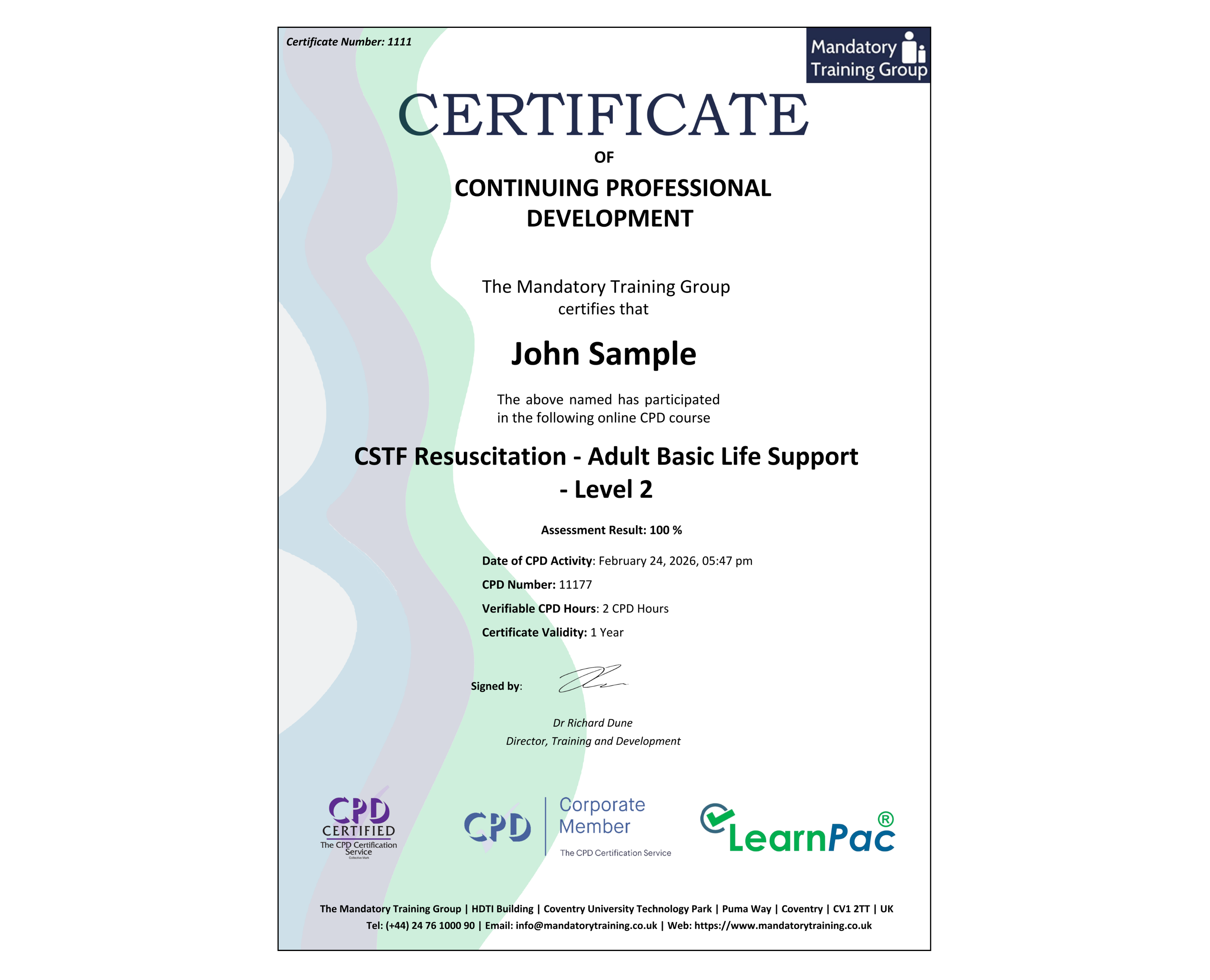 Online CSTF Resuscitation - Adult Basic Life Support - Level 2 - ComplyPlus™ LMS - The Mandatory Training Group UK -
