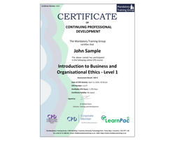 Online Introduction to Business and Organisational Ethics - Level 1- ComplyPlus™ LMS - The Mandatory Training Group UK -