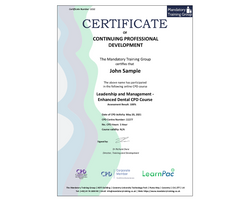 Leadership and Management - Enhanced Dental CPD Course - E-Learning Course - CPDUK Certified - The Mandatory Training Group UK -